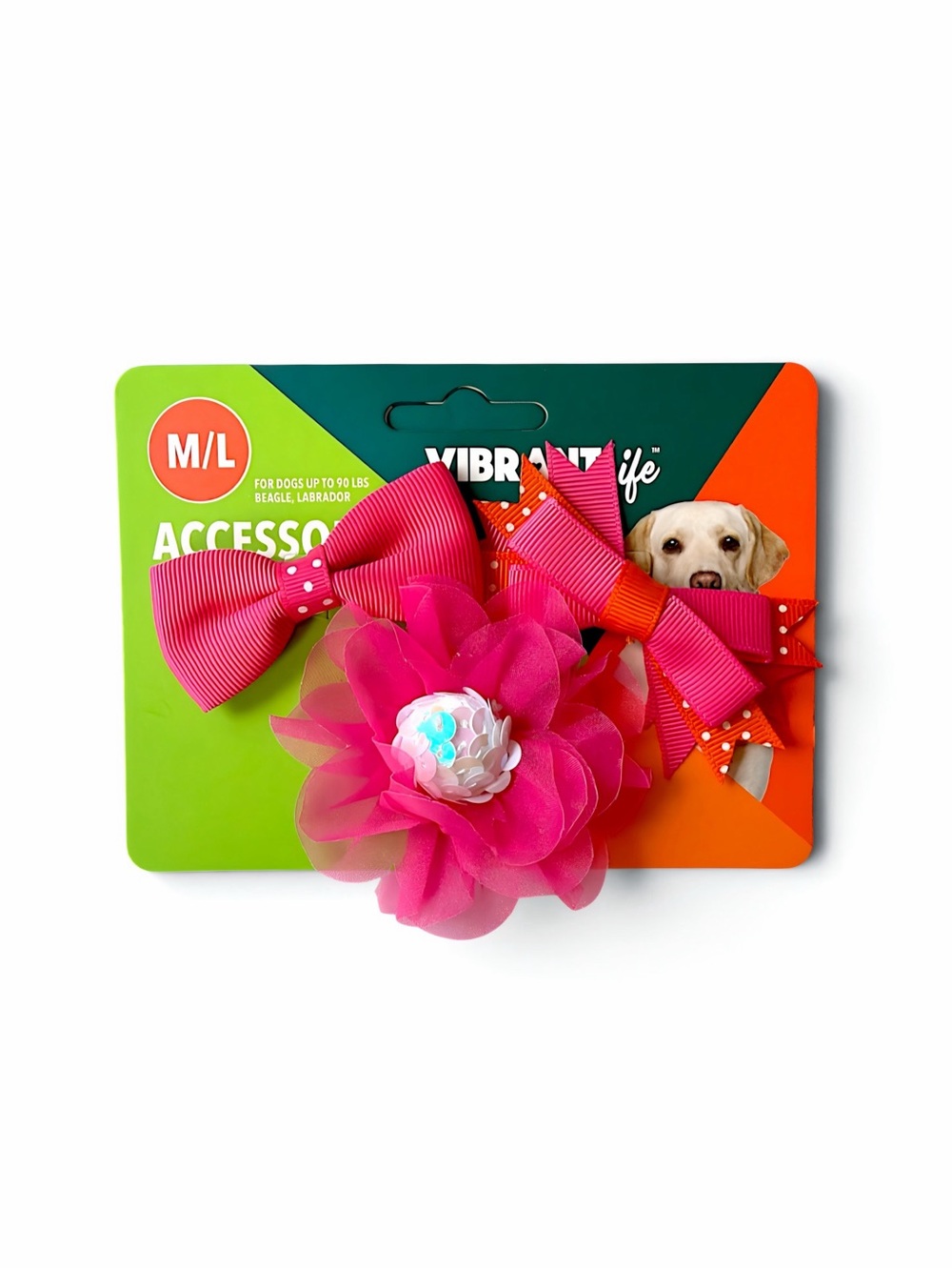 Vibrant Life Pink Dog Bows Accessories 3-Piece Set